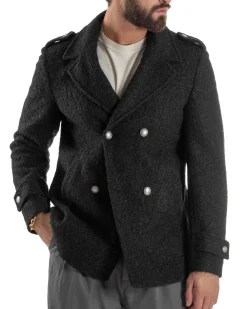Cappotto Uomo Doppiopetto Corto Teddy Revers Nero Over-D OE1F2W5J44