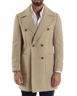Cappotto Uomo Doppiopetto Diagonale Camel Over-D OE1F2W5K03