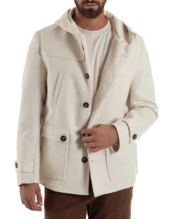 Cappotto Uomo Giacca Con Cappuccio Panna Overd-D OE1F2W5J30