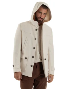 Cappotto Uomo Giacca Con Cappuccio Panna Overd-D OE1F2W5J30