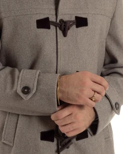 Cappotto Uomo Lana Montgomery Con Alamari E Cappuccio Beige Melangiato CO1074A