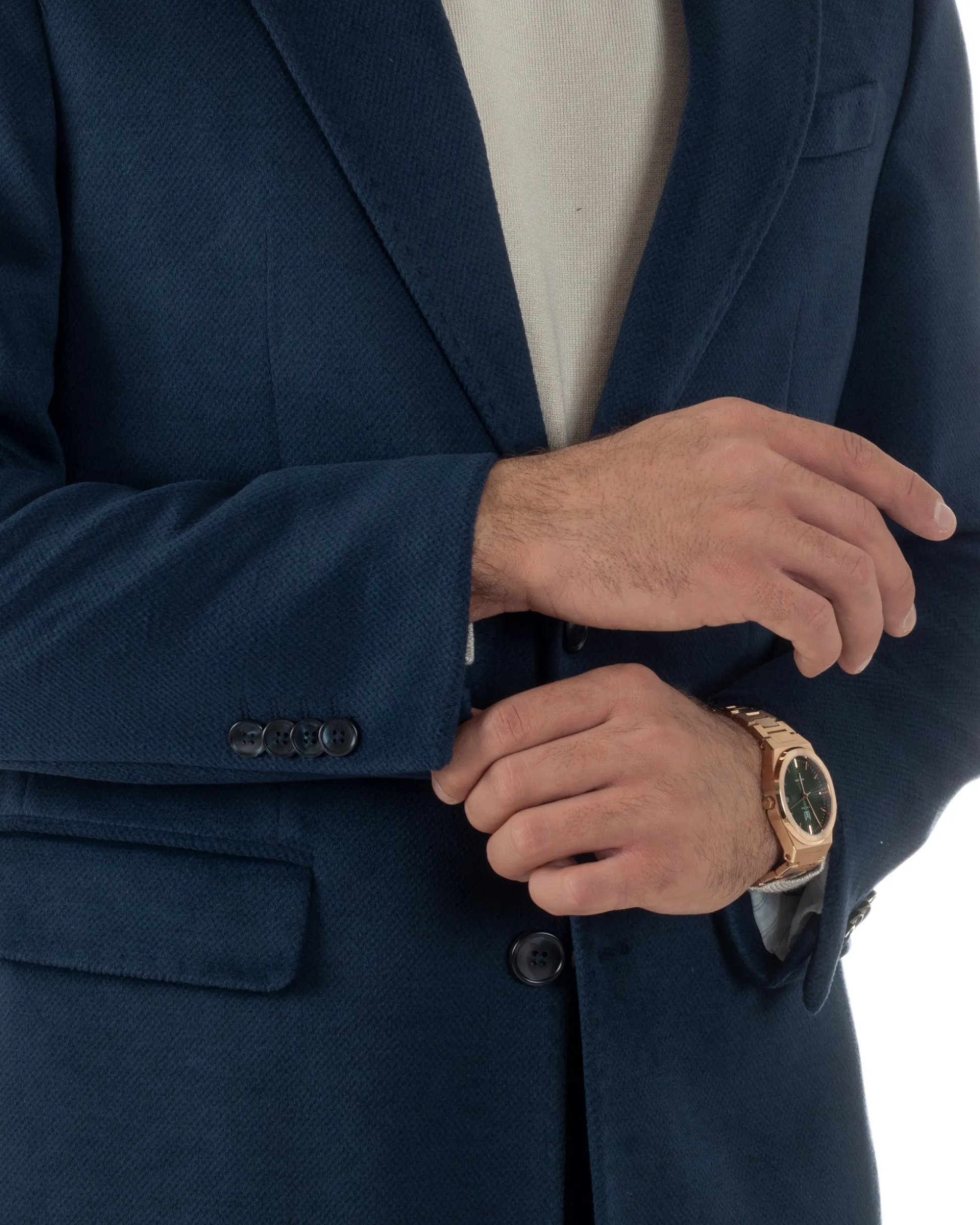 Cappotto Uomo Monopetto Classico Martingala Blu CO1102A
