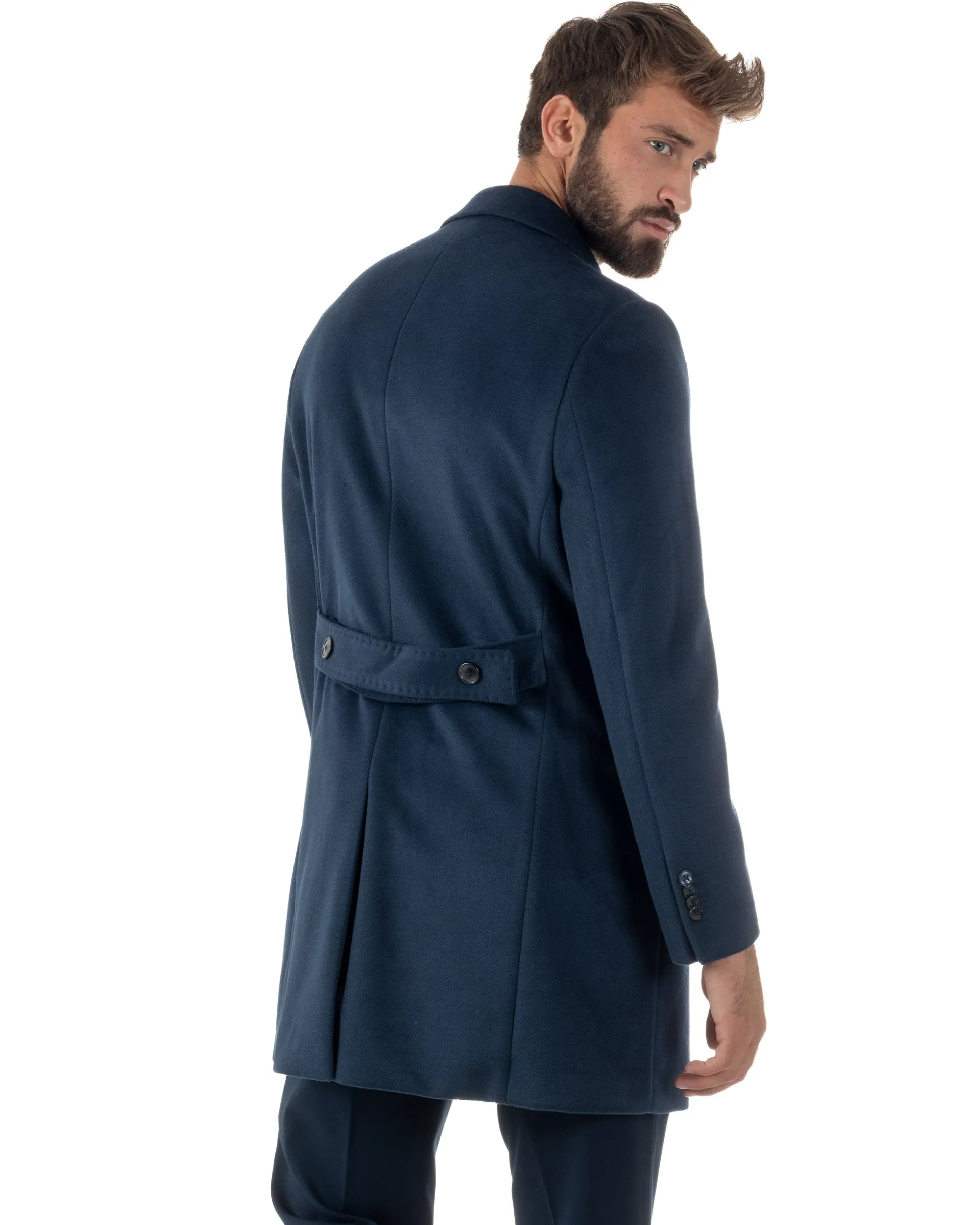 Cappotto Uomo Monopetto Classico Martingala Blu CO1102A