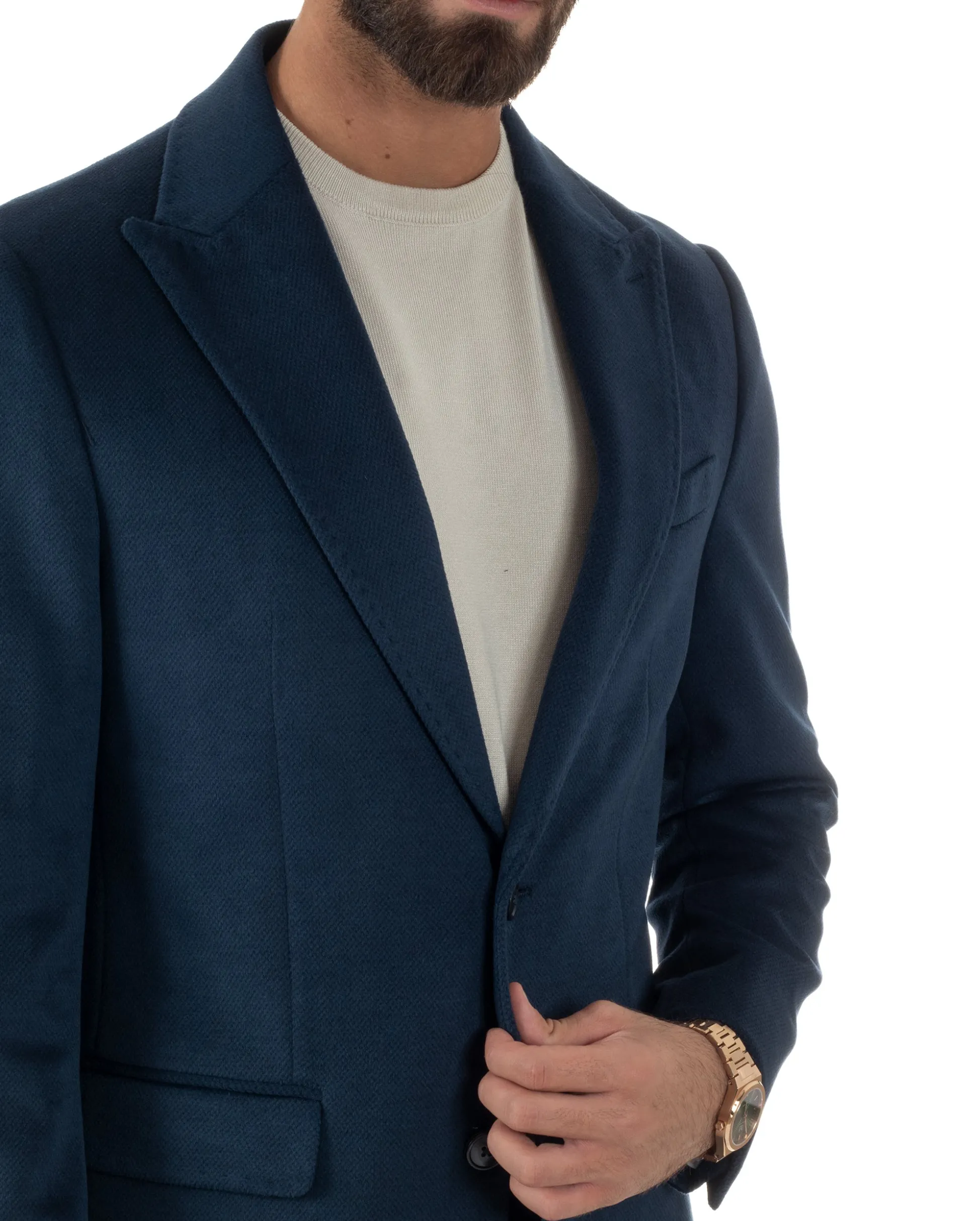 Cappotto Uomo Monopetto Classico Martingala Blu CO1102A