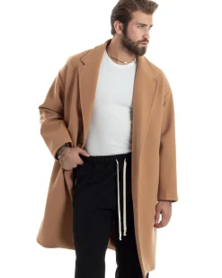 Cappotto Uomo Oversize Monopetto Maniche Raglan Collo Rever Camel CO1063A