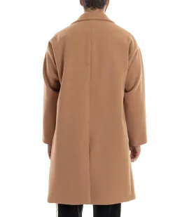 Cappotto Uomo Oversize Monopetto Maniche Raglan Collo Rever Camel CO1063A