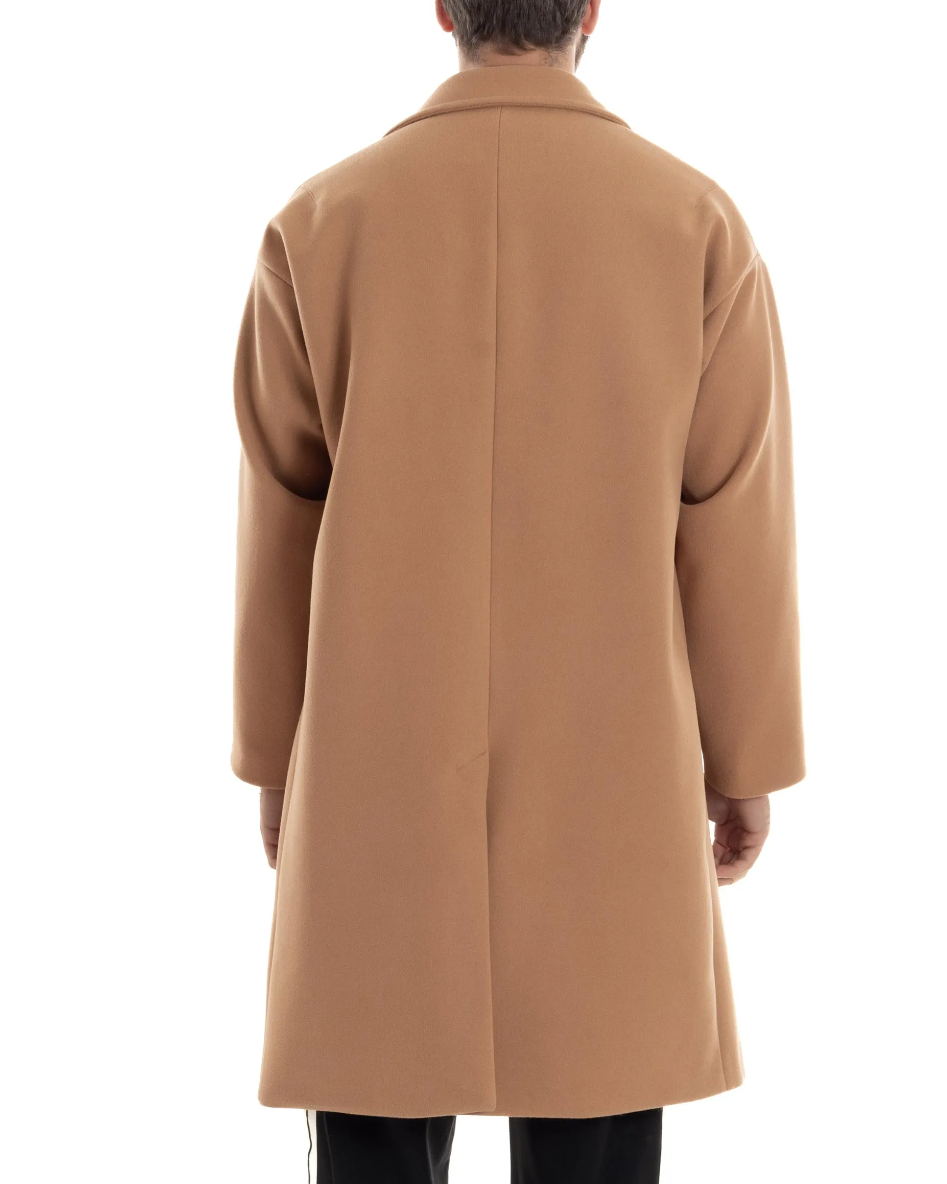 Cappotto Uomo Oversize Monopetto Maniche Raglan Collo Rever Camel CO1063A