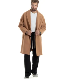 Cappotto Uomo Oversize Monopetto Maniche Raglan Collo Rever Camel CO1063A