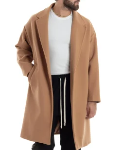 Cappotto Uomo Oversize Monopetto Maniche Raglan Collo Rever Camel CO1063A