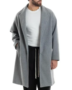 Cappotto Uomo Oversize Monopetto Maniche Raglan Collo Rever Grigio CO1065A