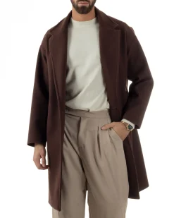 Cappotto Uomo Oversize Monopetto Maniche Raglan Collo Rever Marrone CO1076A