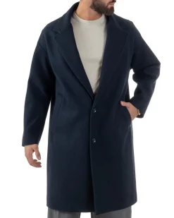 Cappotto Uomo Oversize Monopetto Maniche Raglan Collo Rever Blu CO1077A