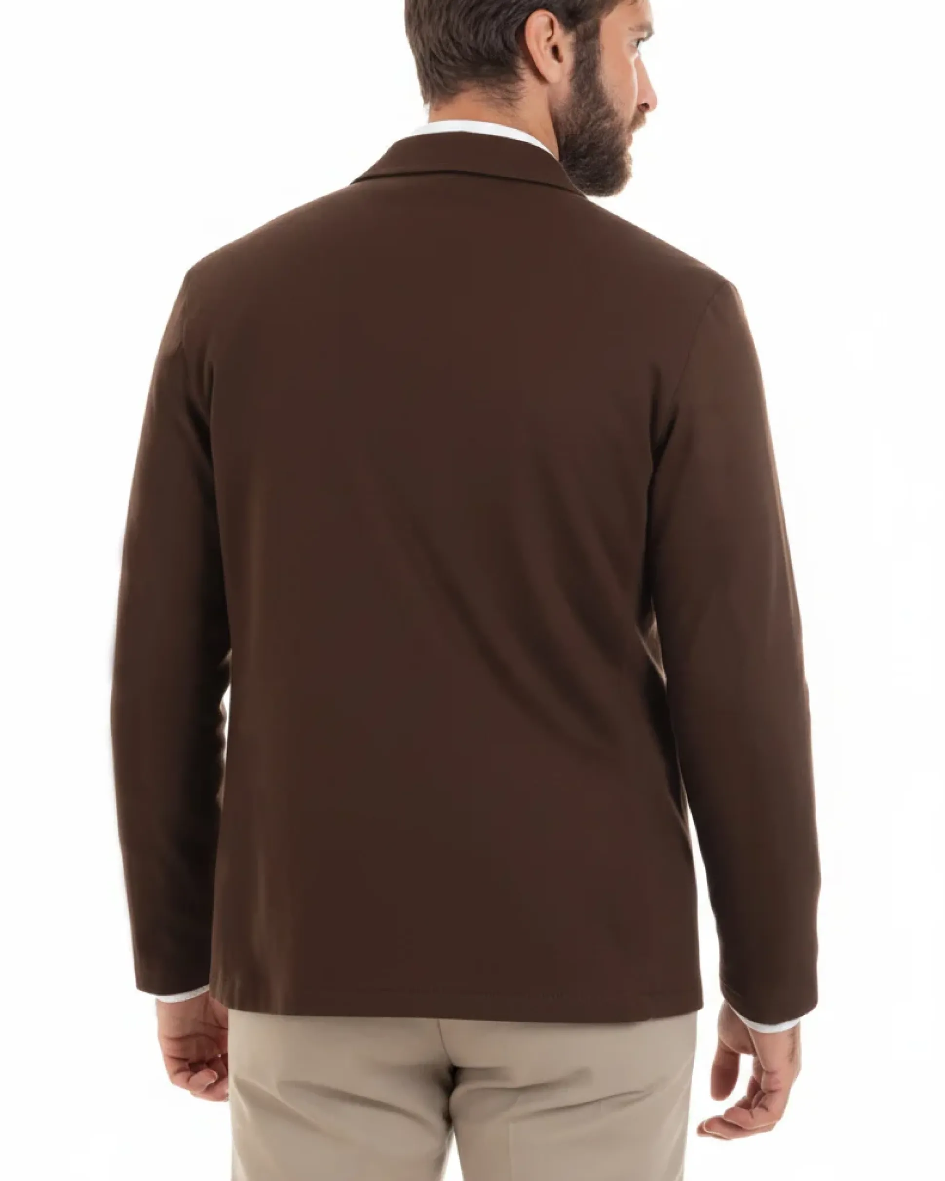 Cardigan uomo doppiopetto giacca bottoni metallo maglia links cotone casual marrone GIOSAL-M3087A