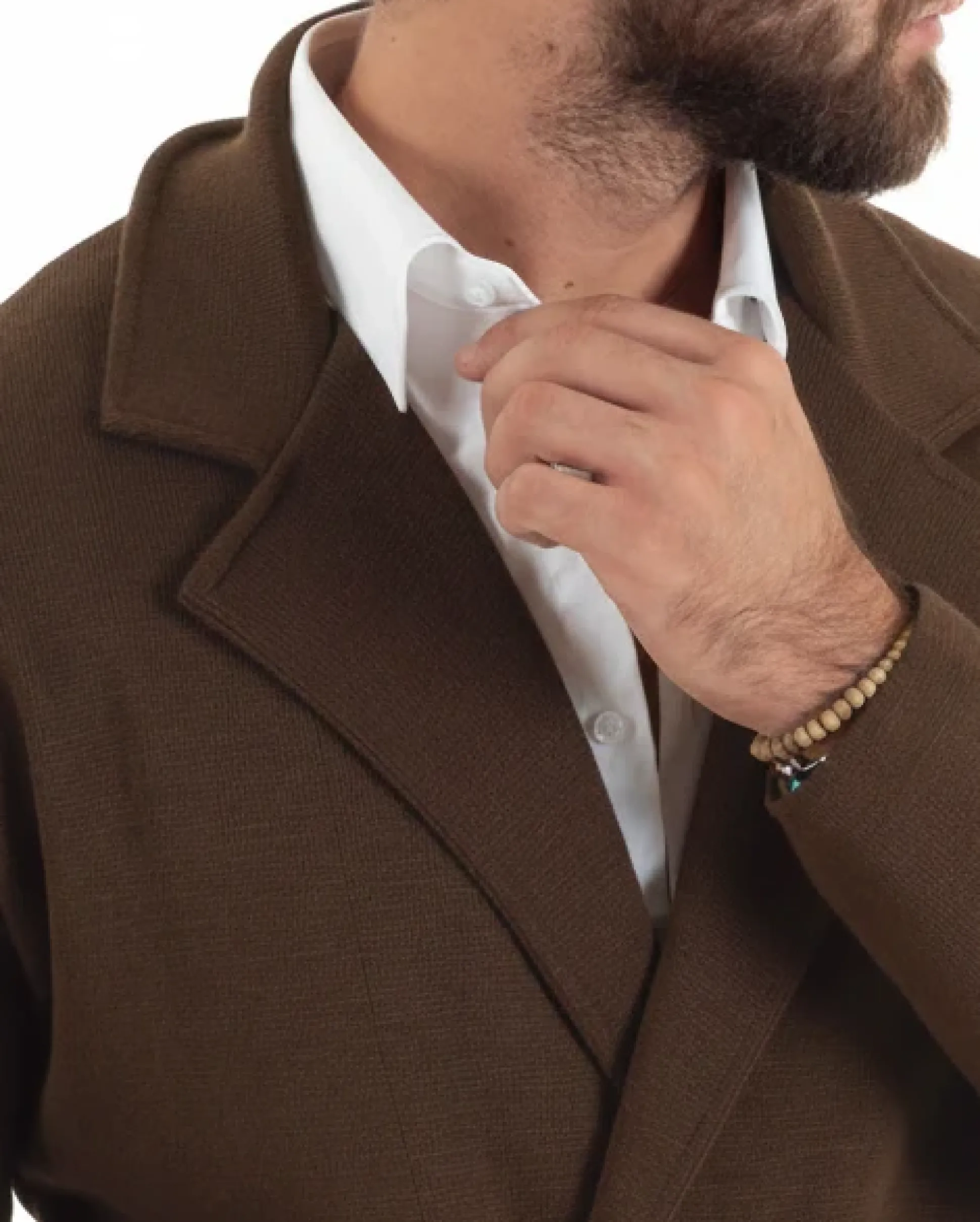 Cardigan uomo doppiopetto giacca bottoni metallo maglia links cotone casual marrone GIOSAL-M3087A