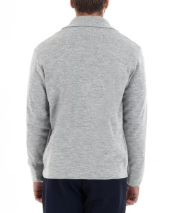 Cardigan uomo doppiopetto giacca bottoni metallo maglia links cotone casual grigio GIOSAL-M2986A