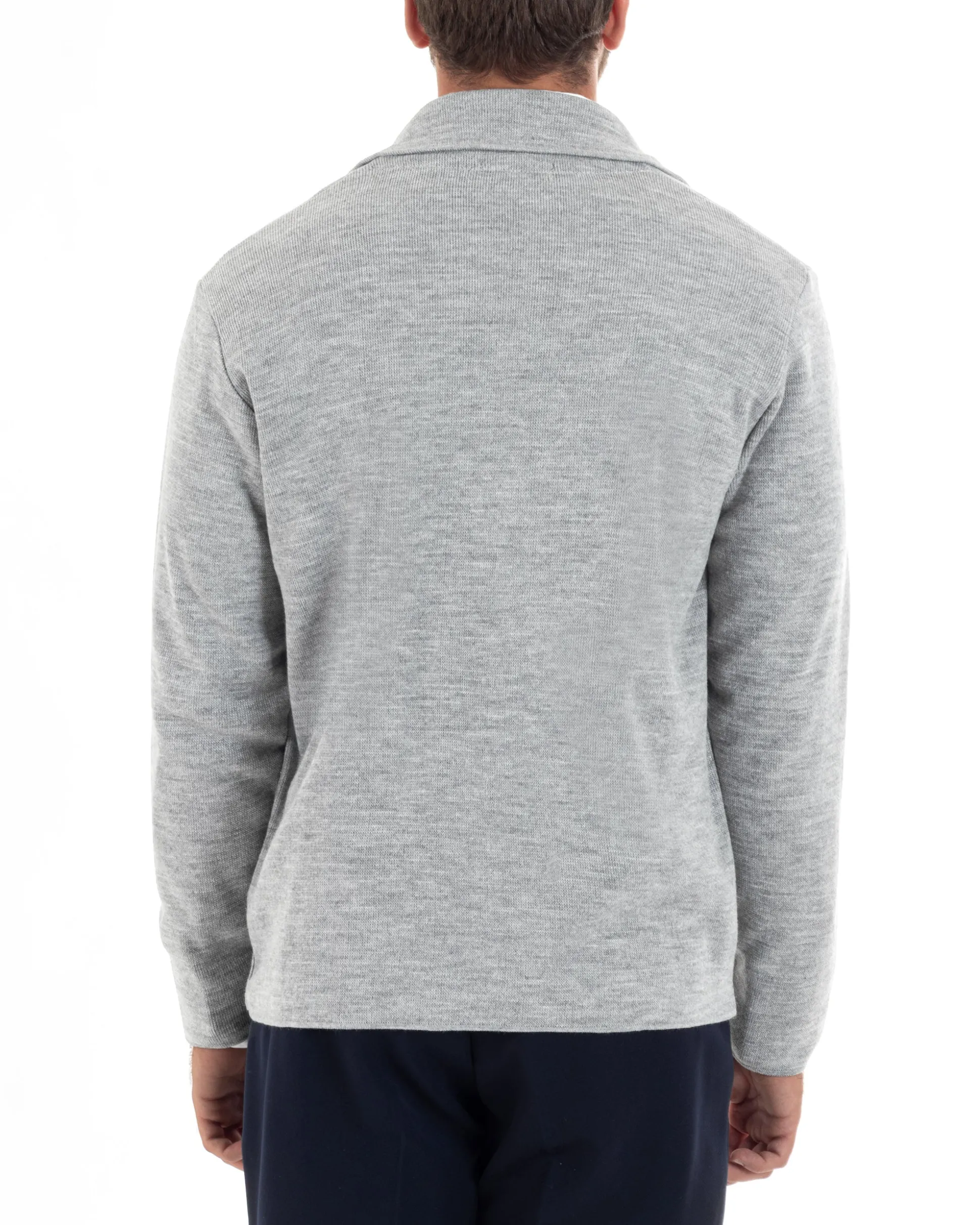 Cardigan uomo doppiopetto giacca bottoni metallo maglia links cotone casual grigio GIOSAL-M2986A