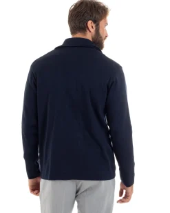 Cardigan uomo doppiopetto giacca con bottoni in metallo maglia links blu GIOSAL-M2892A