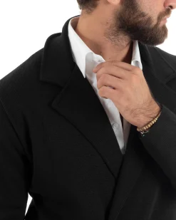 Cardigan uomo doppiopetto giacca con bottoni in metallo maglia links nero GIOSAL-M2894A