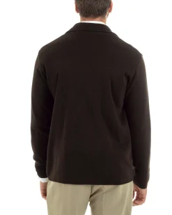 Cardigan uomo doppiopetto giacca bottoni metallo maglia links marrone GIOSAL-M2896A