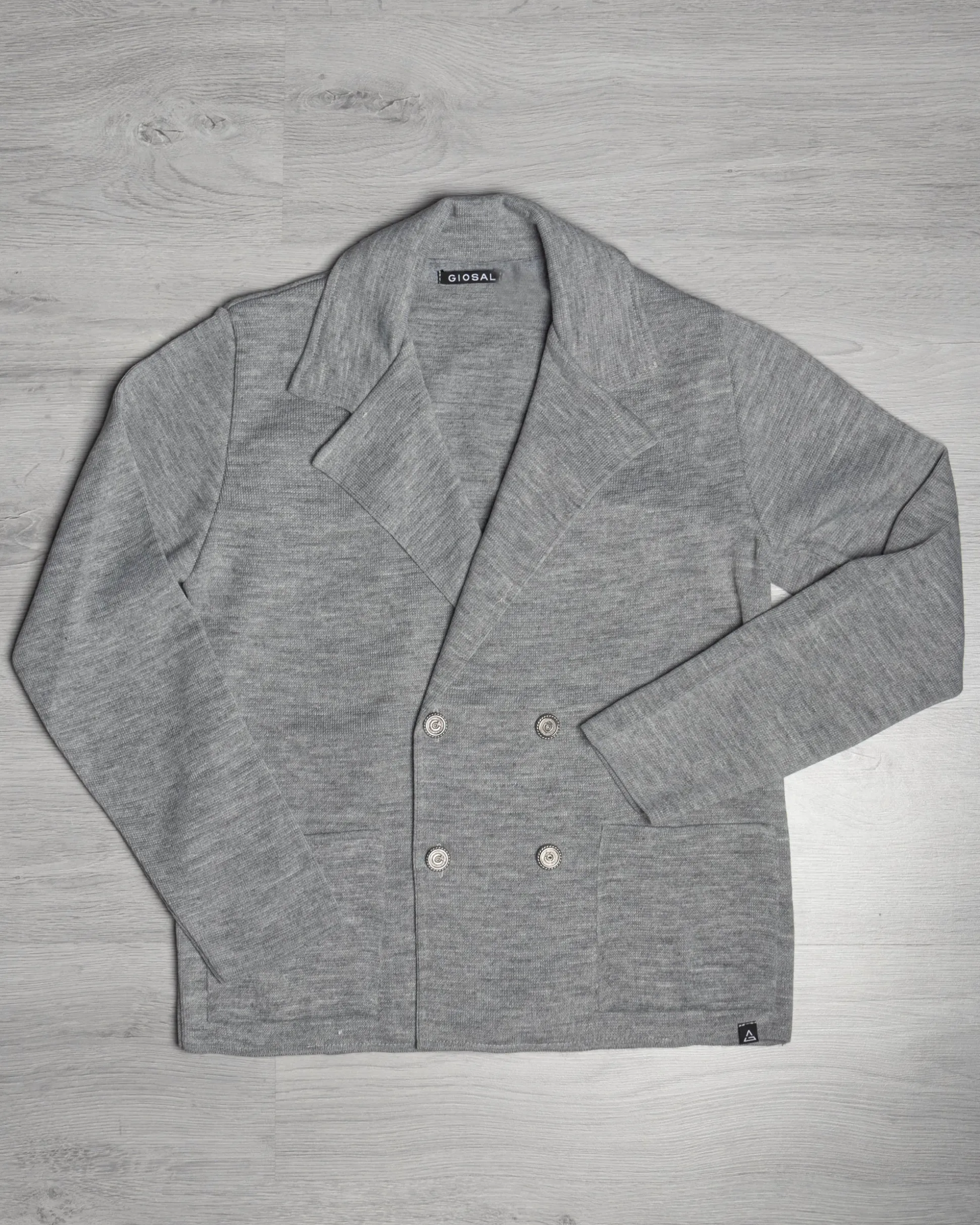 Cardigan uomo doppiopetto giacca bottoni metallo maglia links grigio GIOSAL-M2895A