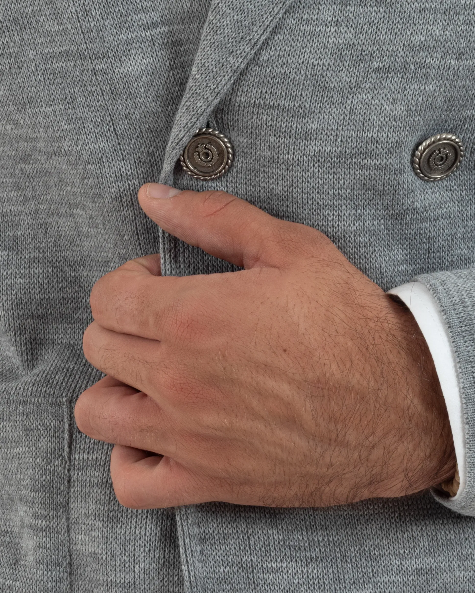 Cardigan uomo doppiopetto giacca bottoni metallo maglia links grigio GIOSAL-M2895A