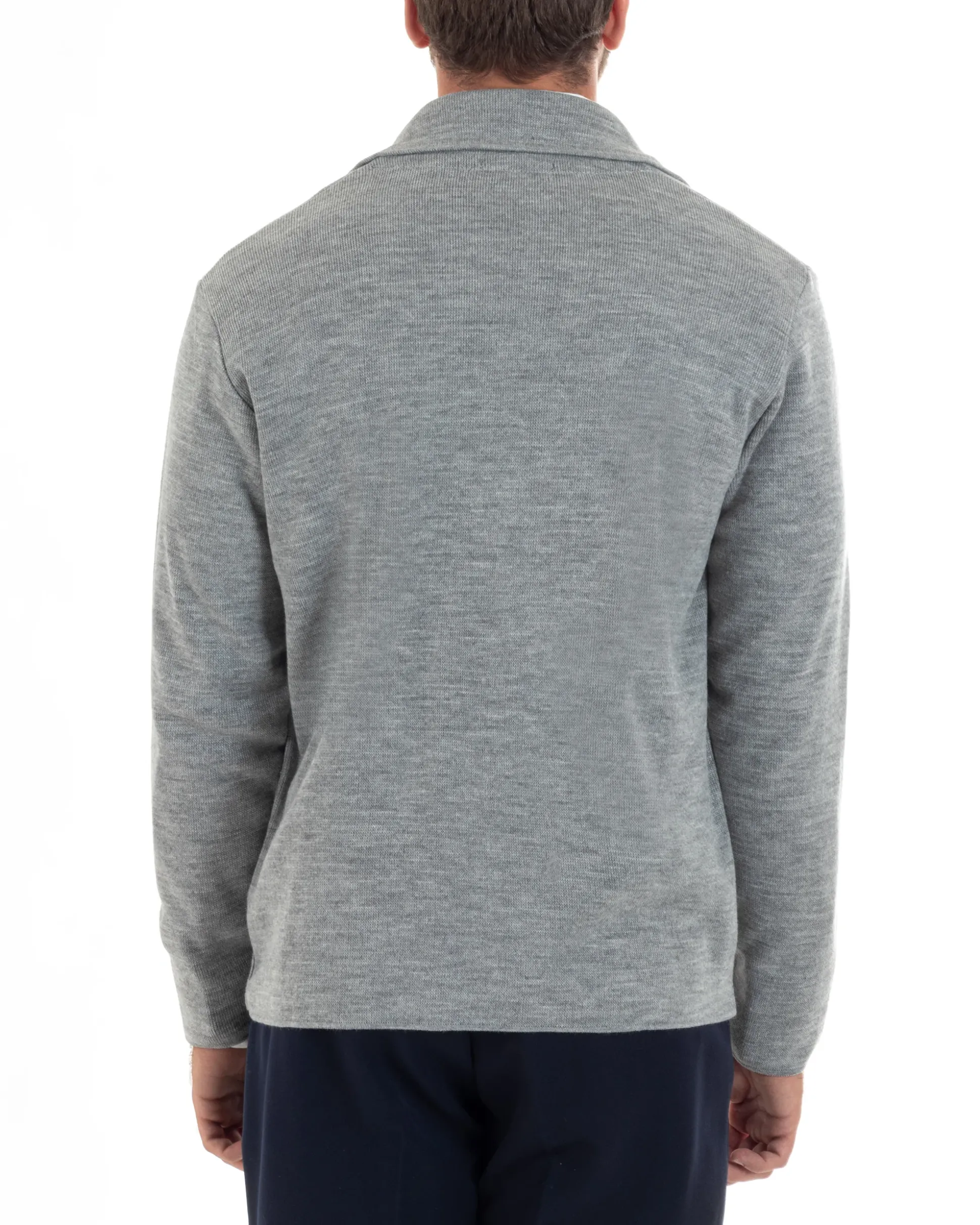 Cardigan uomo doppiopetto giacca bottoni metallo maglia links grigio GIOSAL-M2895A