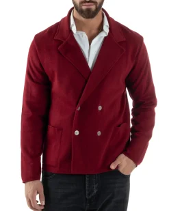 Cardigan uomo doppiopetto giacca bottoni metallo maglia links bordeaux GIOSAL-M3041A