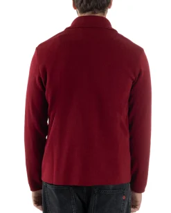 Cardigan uomo doppiopetto giacca bottoni metallo maglia links bordeaux GIOSAL-M3041A