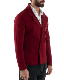 Cardigan uomo doppiopetto giacca bottoni metallo maglia links bordeaux GIOSAL-M3041A
