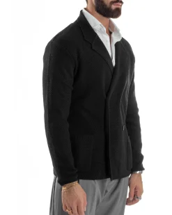 Cardigan Uomo Doppiopetto Maglia Links Nero Over-D OC1F2W5M28