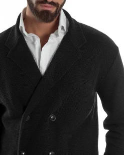 Cardigan Uomo Doppiopetto Maglia Links Nero Over-D OC1F2W5M28