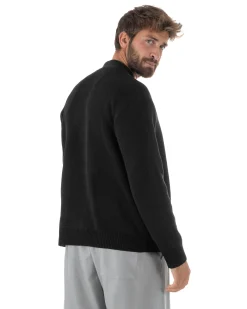 Cardigan uomo filo scollo v maglia cropped con bottoni boxy fit nero GIOSAL-M3091A