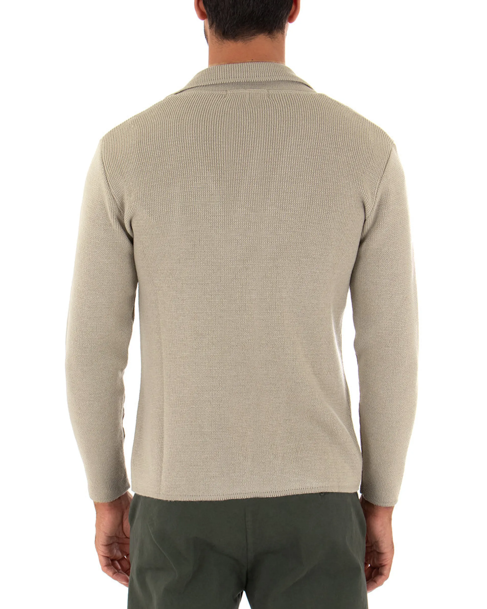 Cardigan uomo giacca con bottoni maglia cotone casual beige GIOSAL-M2667A