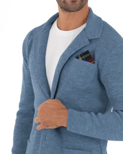 Cardigan uomo giacca con bottoni maglia cotone casual blu jeans GIOSAL-M2826A