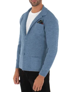 Cardigan uomo giacca con bottoni maglia cotone casual blu jeans GIOSAL-M2826A