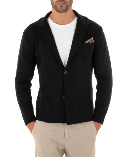 Cardigan uomo giacca con bottoni maglia cotone casual nero GIOSAL-M2663A
