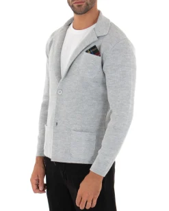 Cardigan uomo giacca con bottoni maglia cotone casual grigio GIOSAL-M2662A