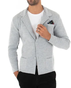 Cardigan uomo giacca con bottoni maglia cotone casual grigio GIOSAL-M2662A