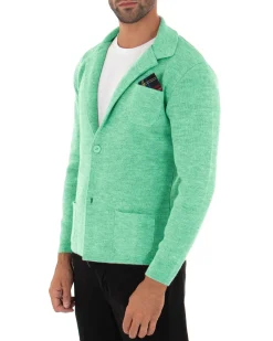 Cardigan uomo giacca con bottoni maglia cotone casual verde acqua GIOSAL-M2823A