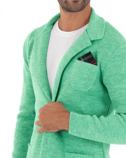 Cardigan uomo giacca con bottoni maglia cotone casual verde acqua GIOSAL-M2823A