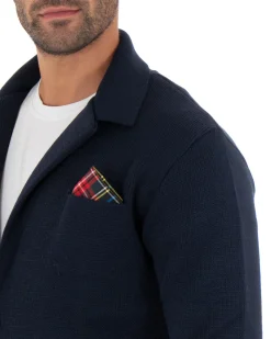 Cardigan uomo giacca con bottoni maglia cotone casual blu GIOSAL-M2664A