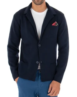 Cardigan uomo giacca con bottoni maglia cotone casual blu GIOSAL-M2664A