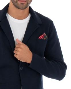Cardigan uomo giacca con bottoni maglia cotone casual blu GIOSAL-M2664A