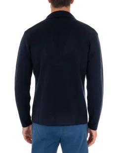 Cardigan uomo giacca con bottoni maglia cotone casual blu GIOSAL-M2664A