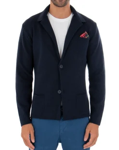 Cardigan uomo giacca con bottoni maglia cotone casual blu GIOSAL-M2664A