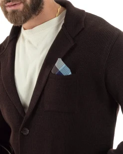 Cardigan uomo giacca con bottoni maglia casual marrone GIOSAL-M2873A