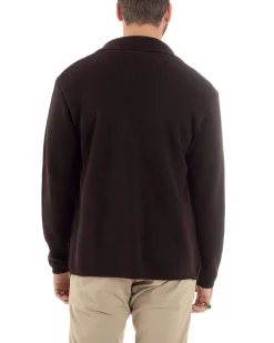Cardigan uomo giacca con bottoni maglia casual marrone GIOSAL-M2873A