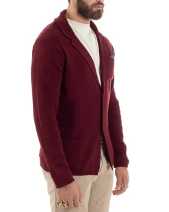 Cardigan uomo giacca con bottoni maglia casual bordeaux GIOSAL-M2872A