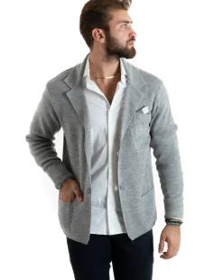 Cardigan uomo giacca con bottoni maglia casual grigio GIOSAL-M2765A