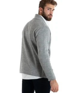 Cardigan uomo giacca con bottoni maglia casual grigio GIOSAL-M2765A